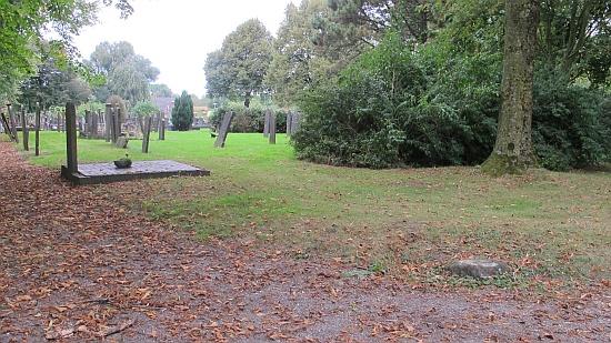 NH Begraafplaats Nieuw Beerta. Op de voorgrond, op de hoek van het grafveld en ter hoogte van de steen, zou het graf van de Serviër moeten liggen. 